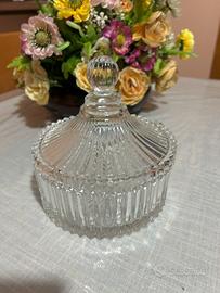 Set 2 contenitori in vetro vintage con coperchio
