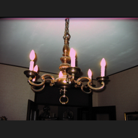 Lampadario ottone bronzato 6 luci Prima metà '900