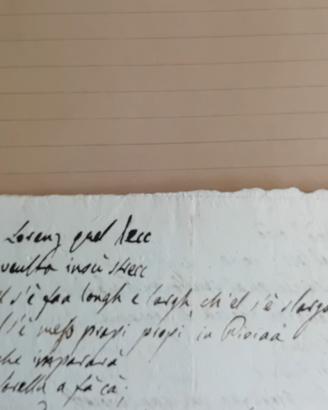 antico manoscritto  poesia milanese originale 