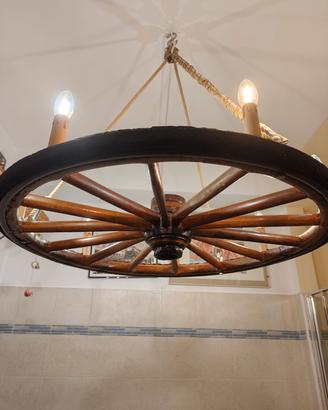 Lampadario a ruota di carro
