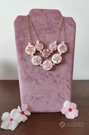 Collana Sakura e oro e rosa