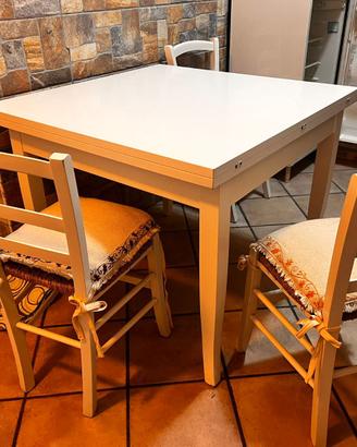 2 SEDIE IN LEGNO-BIANCO-SEDUTA 40X47-ALTEZZ.88