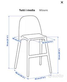 2 Sedie Bambini URBAN Sedia junior, bianco