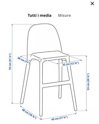2 Sedie Bambini URBAN Sedia junior, bianco