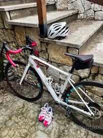 Bici da corsa Donna S Cube +scarpe e ciclocomputer