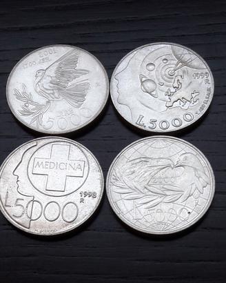 ARGENTO _ 4x 5000 lire SAN MARINO diverse _LEGGI