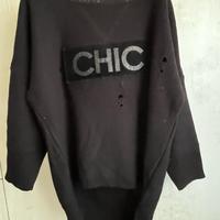 Maglione nero con stampa glitterata taglia S/M