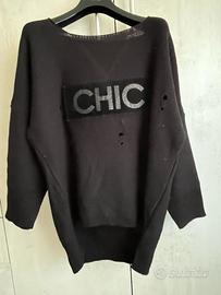 Maglione nero con stampa glitterata taglia S/M