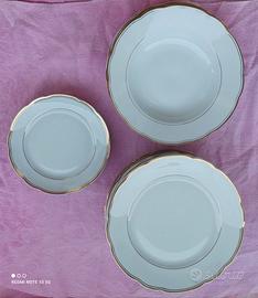 Piatti Porcellana bianca Bordo Oro Anni 60 Vintage