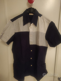 Camicia uomo gaudi tg.M blu scuro con fantasie bia