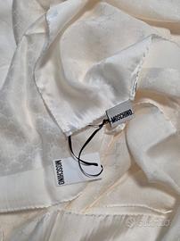 foulard scialle bianco moschino 100% pura seta