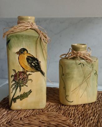 Set 2 Vasetti Ceramica Artigianale Dipinti a Mano