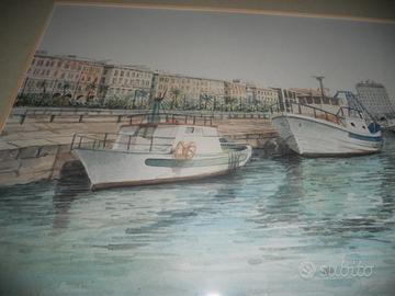 Acquarello porto di cagliari
