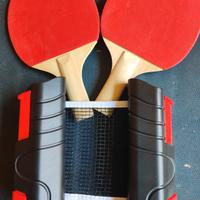 rete da ping pong e racchette