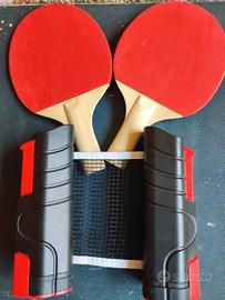 rete da ping pong e racchette