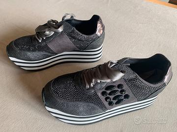 CaféNoir sneakers donna 37 platform gioiello grigi
