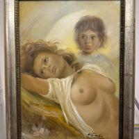 Quadro olio su tela Michele Cicala, maternità