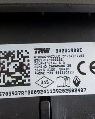 985109469R KIT AIRBAG RENAULT CLIO 1.0 B 74KW 5M 5