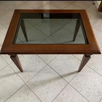 Tavolino in legno e cristallo