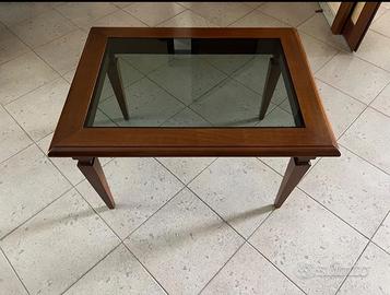 Tavolino in legno e cristallo