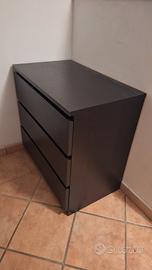 Cassettiera nera 3 cassetti