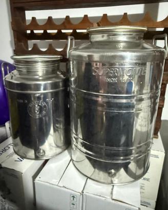 2 contenitori fusti olio inox 25L e 50L Supermonte