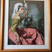 Quadro a mezzopunto "Donna che fila"