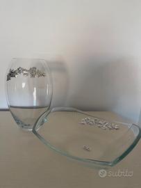 Vaso e centro tavola in vetro e argento Bohemia