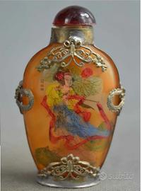Antica snuff bottle cinese - pittura interna e fil