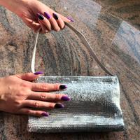 Borsa con paillettes argentata