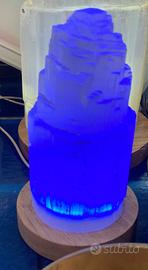 Lampada Pietra Selenite Bianca Luci Multicolor