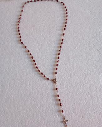 Coroncina del Rosario con grani ovali Rosso Scuro