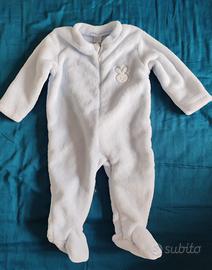 Pigiama intero neonato Babidu azzurro ciniglia