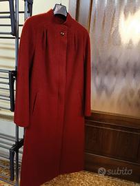 Cappotto donna rosso lungo in lana