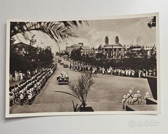 CARTOLINA STORICA MOGADISCIO PARATA MILITARE N/V