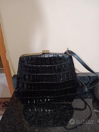 borsa vintage in vera pelle di coccodrillo 