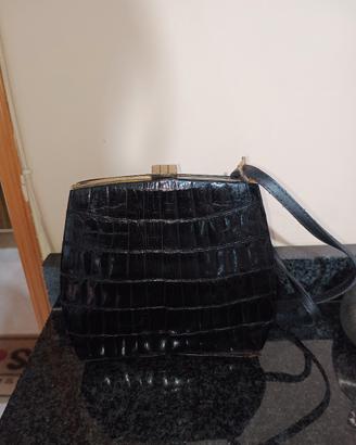 borsa vintage in vera pelle di coccodrillo 