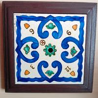 orologio da parete in ceramica e legno 