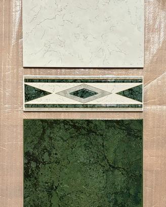 Set piastrelle in ceramica marmo verde e bianco