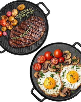 Navaris Bistecchiera Ghisa 30 cm - Reversibile con