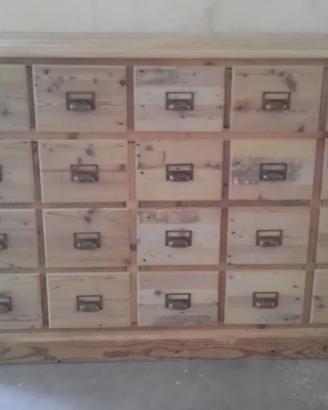 cassettiera in legno vecchio 3 ante 3 cassetti