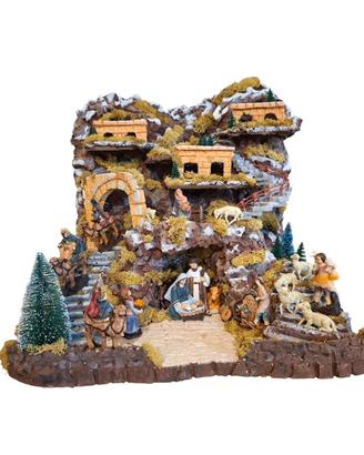 Presepe Artigianale con luci LED e statuine. 