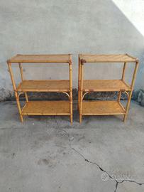 coppia etage in bambù e vimini anni 70 