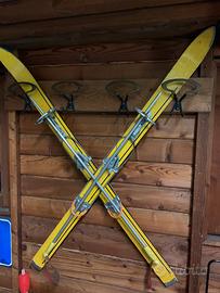 Coppia Paio sci e bastoncini vintage d’epoca