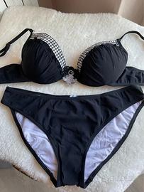Bikini nero fascia quadretti bianco-nero AMAREA