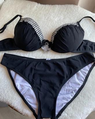 Bikini nero fascia quadretti bianco-nero AMAREA
