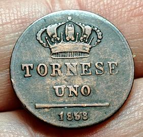 1 Tornese 1858 Ferdinando II di Borbone Napoli NC 