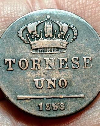 1 Tornese 1858 Ferdinando II di Borbone Napoli NC 