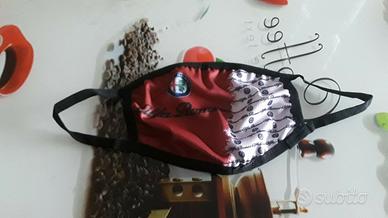 Mascherina Stoffa Alfa Romeo bordeaux nero nuova