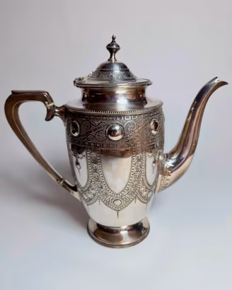 Antica caffettiera vittoriana inglese, XIX secolo